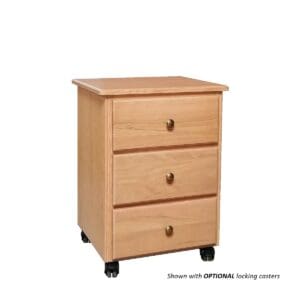 Aspen 3 Drawer Nightstand Shown With OPTIONAL Locking Casters