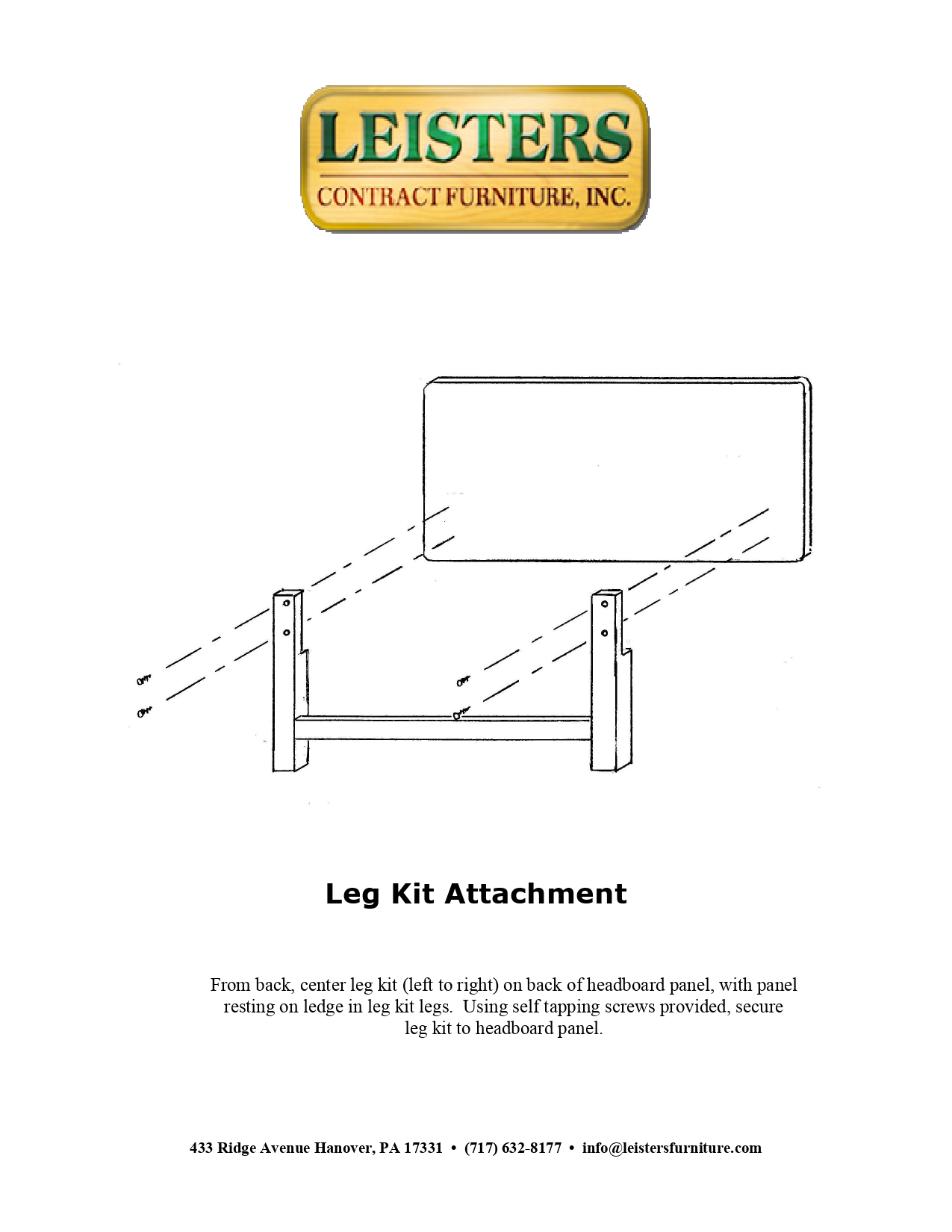 Headboard Leg Kit Attachment Instructions Leisters Furniture