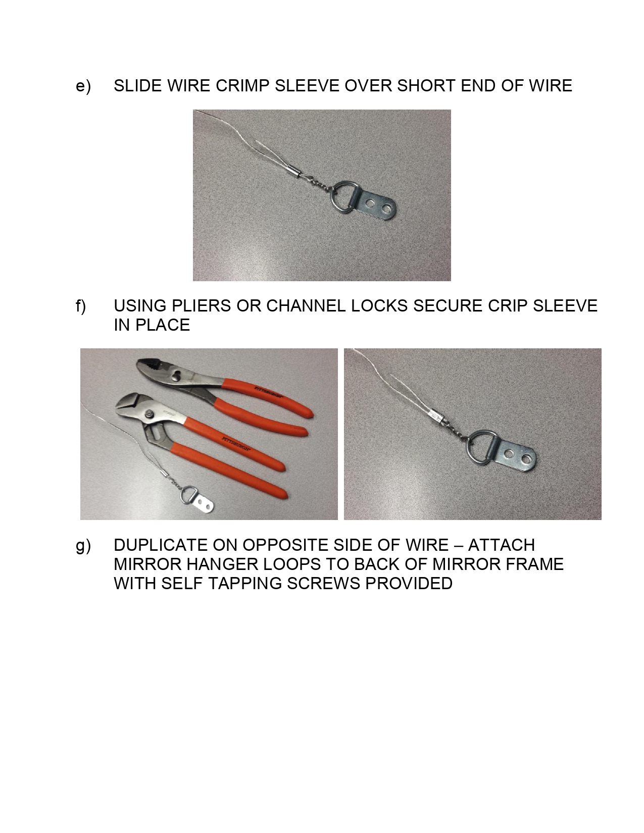 WALL MIRROR MOUNTING ASSEMBLY INSTRUCTIONS Leisters Furniture