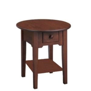 Shaker : Round End Table With Drawer & Shelf